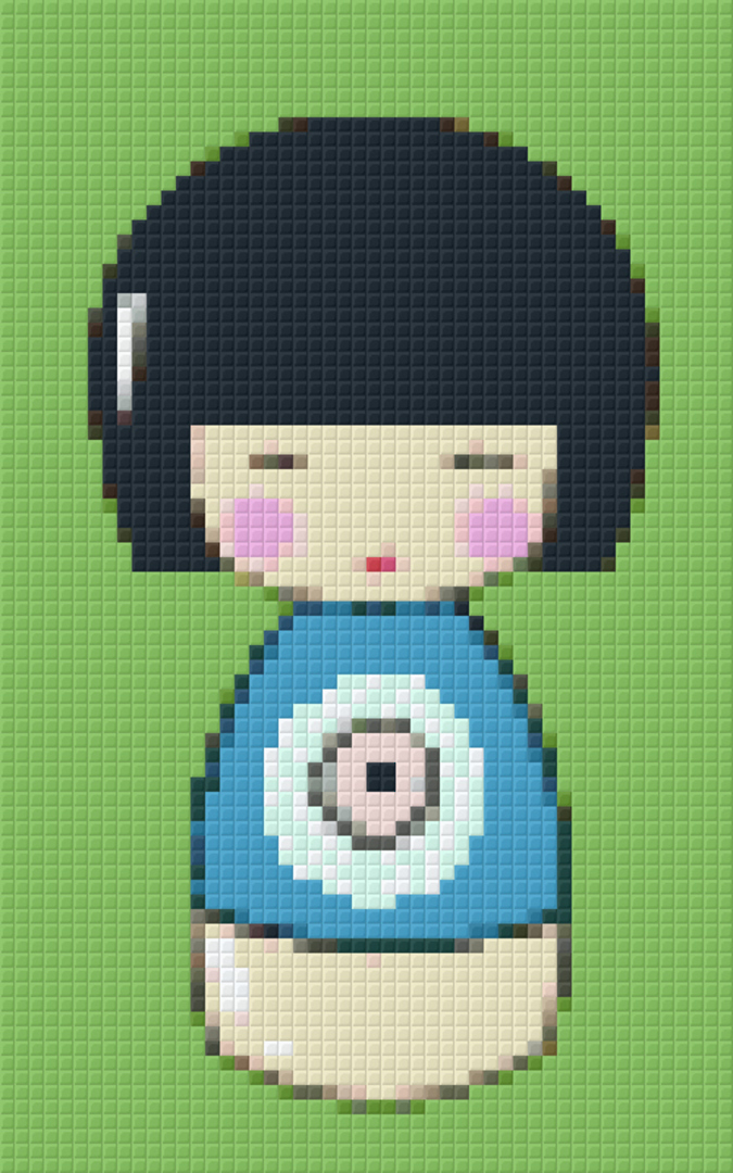 Blue Japanese Doll Two [2] Baseplate PixelHobby Mini-mosaic Art Kit image 0